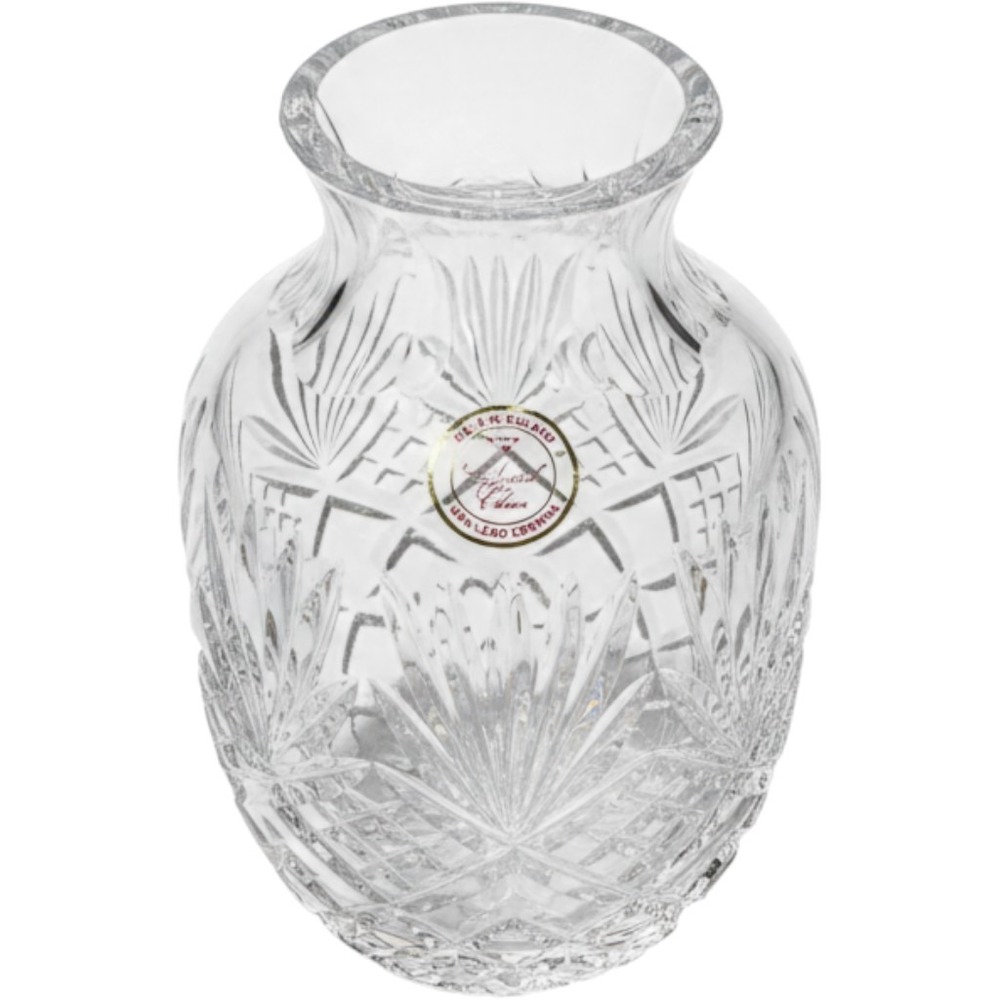 Crystal Clear 24% Lead Crystal Vase Made in Poland Pinwheel Cut Glass 6 Inch‎ P3